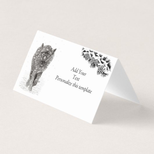 Angry Black Wolf in sneeuw, wilde winter Kaart (Voorkant)