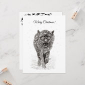 Angry Black Wolf in sneeuw, wilde winter Kaart (Voorkant / Achterkant in situ)