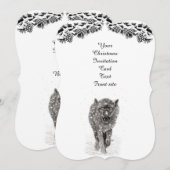 Angry Black Wolf in sneeuw, wilde winter Kaart (Voorkant / Achterkant)