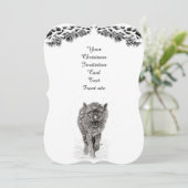 Angry Black Wolf in sneeuw, wilde winter Kaart (Staand voorkant)