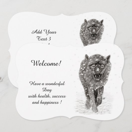 Angry Black Wolf in sneeuw, wilde winter Kaart (Voorkant / Achterkant)