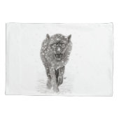 Angry Black Wolf in sneeuw, wilde winter Kussensloop (Achterkant-Links)