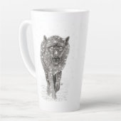 Angry Black Wolf in sneeuw, wilde winter Latte Mok (Linkerhoek)