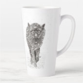 Angry Black Wolf in sneeuw, wilde winter Latte Mok (Rechts)