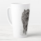 Angry Black Wolf in sneeuw, wilde winter Latte Mok (Linkerhoek)
