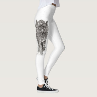 Angry Black Wolf in sneeuw, wilde winter Leggings