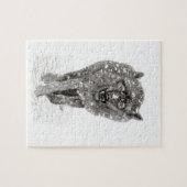 Angry Black Wolf in sneeuw, wilde winter Legpuzzel (Horizontaal)
