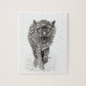 Angry Black Wolf in sneeuw, wilde winter Legpuzzel (Verticaal)