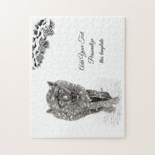 Angry Black Wolf in sneeuw, wilde winter Legpuzzel (Verticaal)