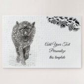 Angry Black Wolf in sneeuw, wilde winter Legpuzzel (Horizontaal)