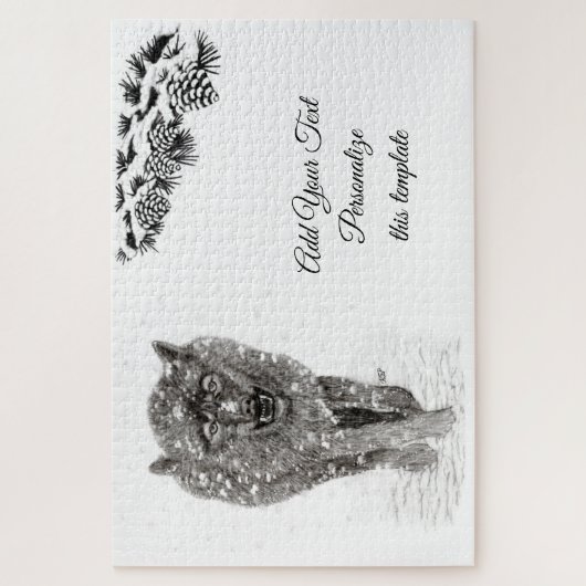 Angry Black Wolf in sneeuw, wilde winter Legpuzzel (Verticaal)