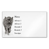 Angry Black Wolf in sneeuw, wilde winter Magnetisch Visitekaartje (Voorkant)