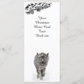 Angry Black Wolf in sneeuw, wilde winter Menu (Achterkant)