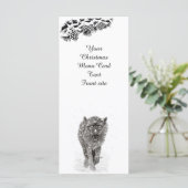Angry Black Wolf in sneeuw, wilde winter Menu (Staand voorkant)