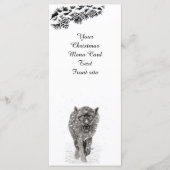 Angry Black Wolf in sneeuw, wilde winter Menu (Voorkant)