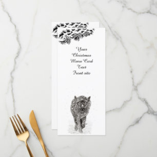 Angry Black Wolf in sneeuw, wilde winter Menu