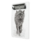Angry Black Wolf in sneeuw, wilde winter Mini Klembord (Angled2)