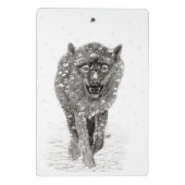 Angry Black Wolf in sneeuw, wilde winter Mini Klembord (Achterkant)