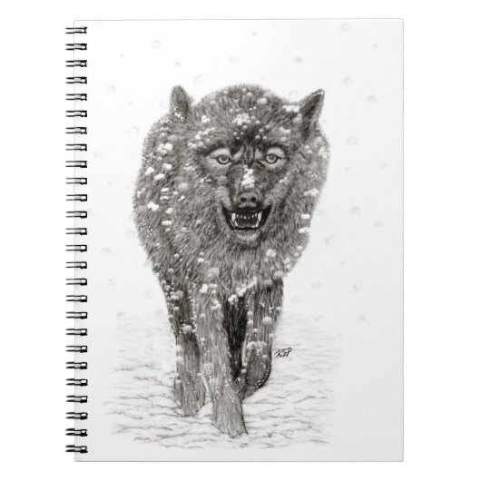 Angry Black Wolf in sneeuw, wilde winter Notitieboek (Voorkant)