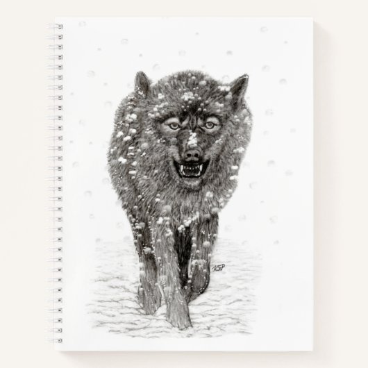 Angry Black Wolf in sneeuw, wilde winter Notitieboek (Voorkant)