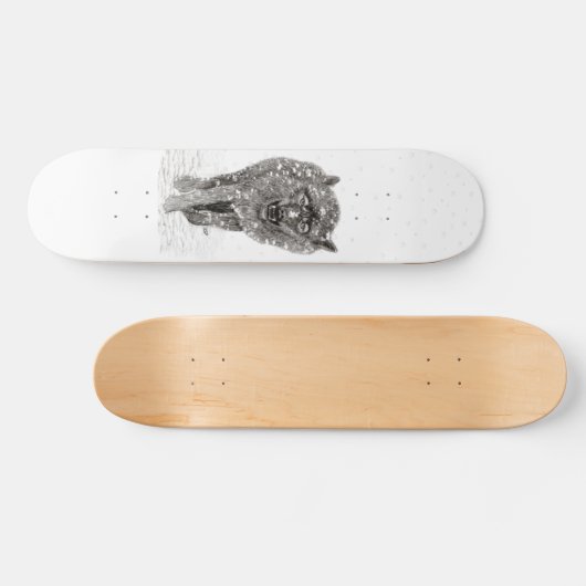 Angry Black Wolf in sneeuw, wilde winter Persoonlijk Skateboard (Horizontaal)