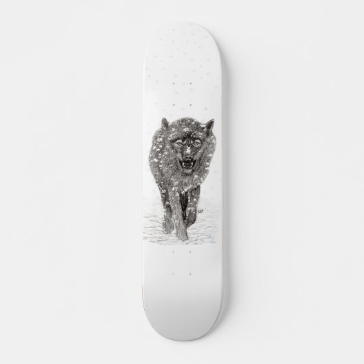 Angry Black Wolf in sneeuw, wilde winter Persoonlijk Skateboard (Voorkant)