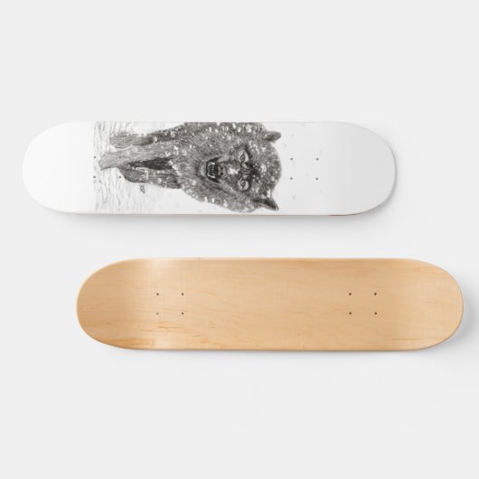 Angry Black Wolf in sneeuw, wilde winter Persoonlijk Skateboard (Horizontaal)