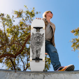 Angry Black Wolf in sneeuw, wilde winter Persoonlijk Skateboard