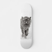 Angry Black Wolf in sneeuw, wilde winter Persoonlijk Skateboard (Voorkant)