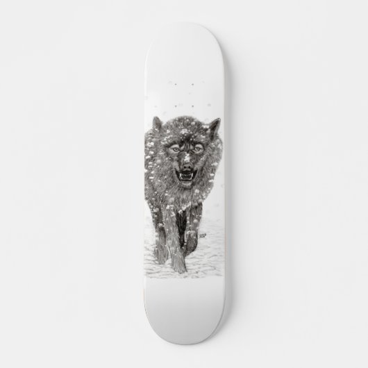 Angry Black Wolf in sneeuw, wilde winter Persoonlijk Skateboard (Voorkant)
