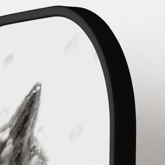 Angry Black Wolf in sneeuw, wilde winter Pickleball Paddle (Links Detail)