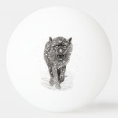 Angry Black Wolf in sneeuw, wilde winter Pingpongbal (Voorkant)