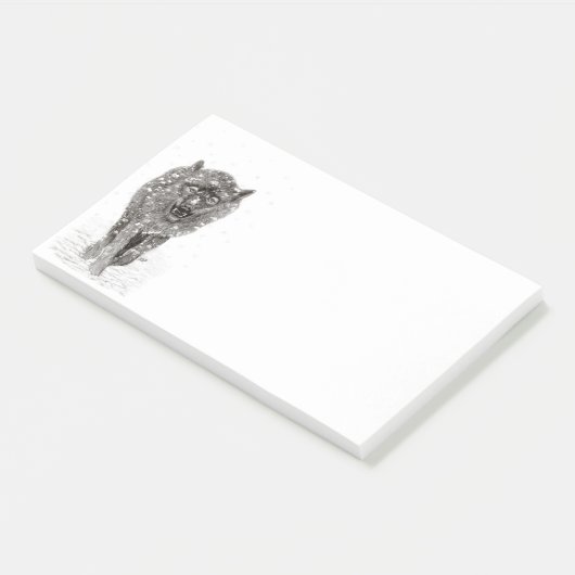 Angry Black Wolf in sneeuw, wilde winter Post-it® Notes (Schuin)