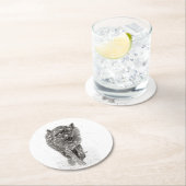 Angry Black Wolf in sneeuw, wilde winter Ronde Kartonnen Onderzetter (Insitu)