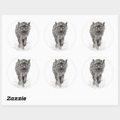 Angry Black Wolf in sneeuw, wilde winter Ronde Sticker (Vel)