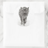 Angry Black Wolf in sneeuw, wilde winter Ronde Sticker (Tas)