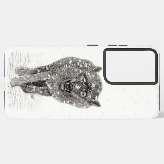 Angry Black Wolf in sneeuw, wilde winter Samsung Galaxy Hoesje (Achterkant horizontaal)