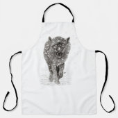 Angry Black Wolf in sneeuw, wilde winter Schort (Voorkant)