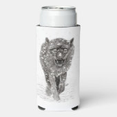 Angry Black Wolf in sneeuw, wilde winter Seltzer Blikjeskoeler (Seltzer Achterkant)