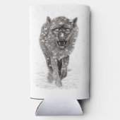 Angry Black Wolf in sneeuw, wilde winter Seltzer Blikjeskoeler (Achterkant)