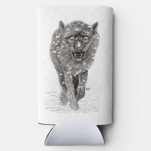 Angry Black Wolf in sneeuw, wilde winter Seltzer Blikjeskoeler (Achterkant)