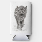 Angry Black Wolf in sneeuw, wilde winter Seltzer Blikjeskoeler (Voorkant)