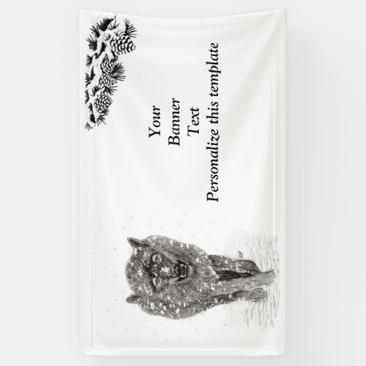 Angry Black Wolf in sneeuw, wilde winter Spandoek (Verticaal)