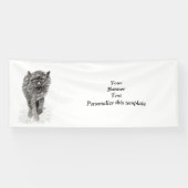 Angry Black Wolf in sneeuw, wilde winter Spandoek (Horizontaal)