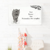 Angry Black Wolf in sneeuw, wilde winter Spandoek (Insitu)