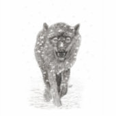 Angry Black Wolf in sneeuw, wilde winter Sticker (Voorkant)