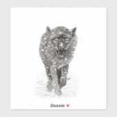 Angry Black Wolf in sneeuw, wilde winter Sticker (Vel)