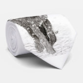 Angry Black Wolf in sneeuw, wilde winter Stropdas (Opgerold)