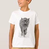 Angry Black Wolf in sneeuw, wilde winter T-shirt (Voorkant)