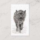 Angry Black Wolf in sneeuw, wilde winter Visitekaartje (Achterkant)